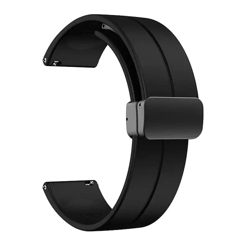 Magnetic D-Buckle Silicone Band for Smartwatch 20mm 20mm black Straps & Bands
