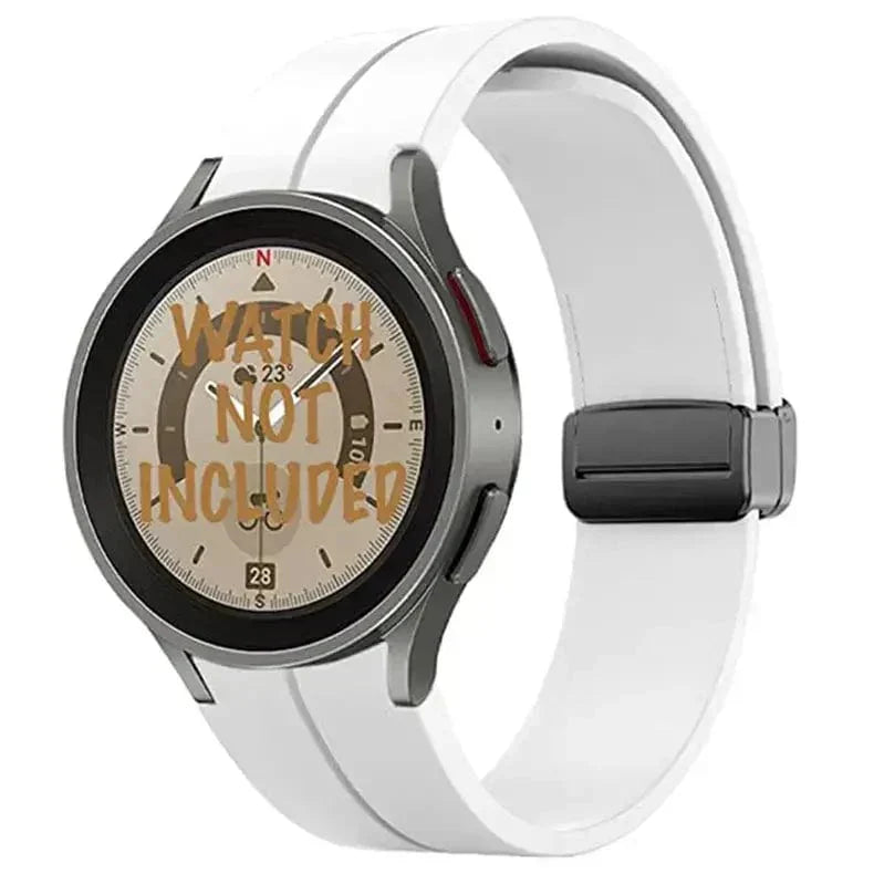 Magnetic D-Buckle Silicone Band for Samsung Watch4 | 5 | 6 | 7 Watch4 | 5 | 6 | 7 white Straps & Bands