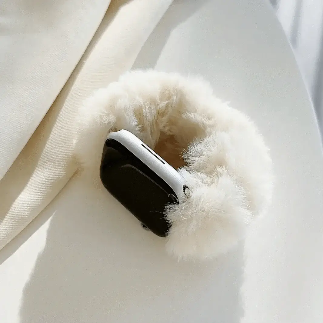 Fluffy Furry Elastic Band for Apple Watch 38 | 40 | 41 | 42mm S10 38 | 40 | 41 | 42mm S10 cream Straps & Bands