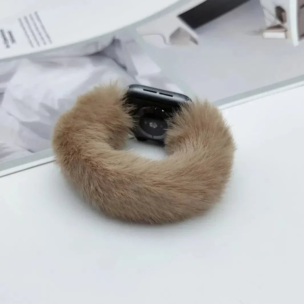 Fluffy Furry Elastic Band for Apple Watch 38 | 40 | 41 | 42mm S10 38 | 40 | 41 | 42mm S10 stone Straps & Bands