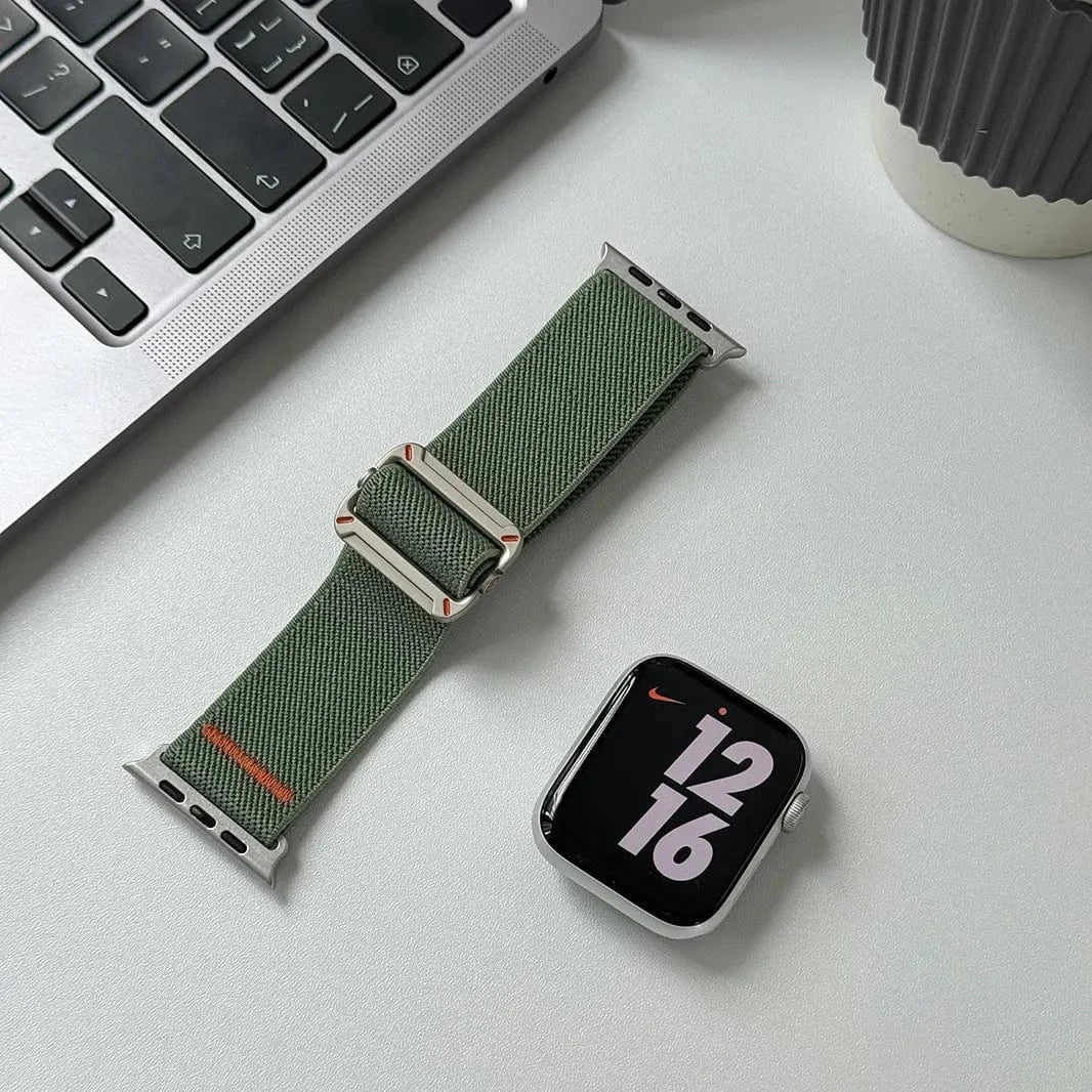 Nylon Stretchy Adjustable Elastic Woven Straps for Apple Watch 38 | 40 | 41 | 42mm S10 38 | 40 | 41 | 42mm S10 alpine-green Straps & Bands