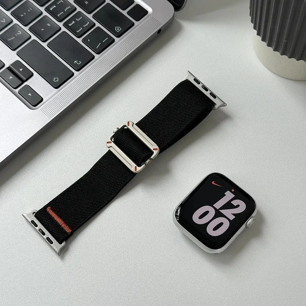 Nylon Stretchy Adjustable Elastic Woven Straps for Apple Watch 38 | 40 | 41 | 42mm S10 38 | 40 | 41 | 42mm S10 black Straps & Bands