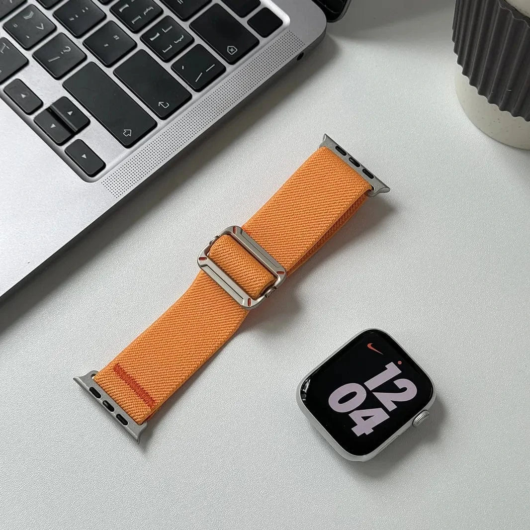 Nylon Stretchy Adjustable Elastic Woven Straps for Apple Watch 38 | 40 | 41 | 42mm S10 38 | 40 | 41 | 42mm S10 orange Straps & Bands