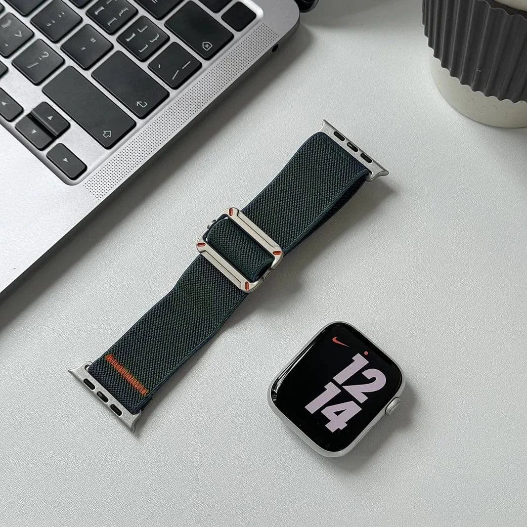 Nylon Stretchy Adjustable Elastic Woven Straps for Apple Watch 38 | 40 | 41 | 42mm S10 38 | 40 | 41 | 42mm S10 peacock-green Straps & Bands