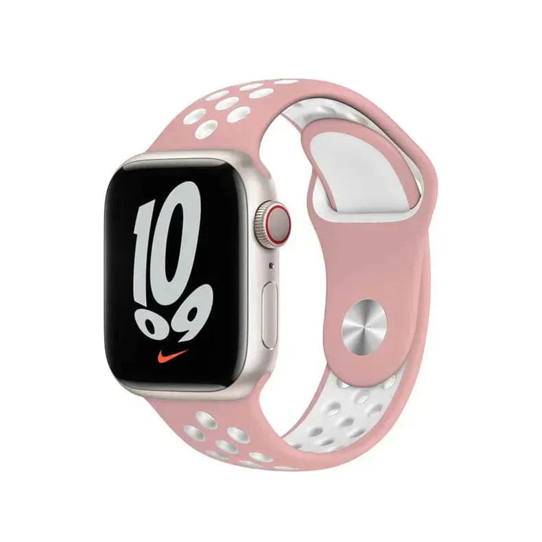 Nike Silicone Band for Apple Watch 38 | 40 | 41 | 42mm S10 38 | 40 | 41 | 42mm S10 Baby Pink White Straps & Bands