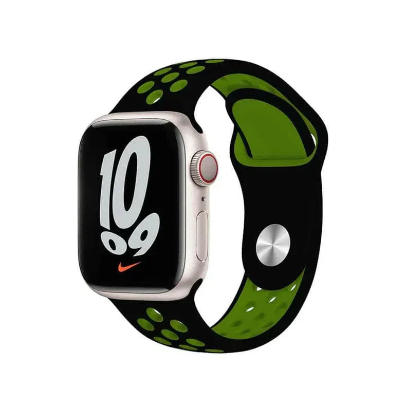Nike Silicone Band for Apple Watch 38 | 40 | 41 | 42mm S10 38 | 40 | 41 | 42mm S10 Black Green Straps & Bands