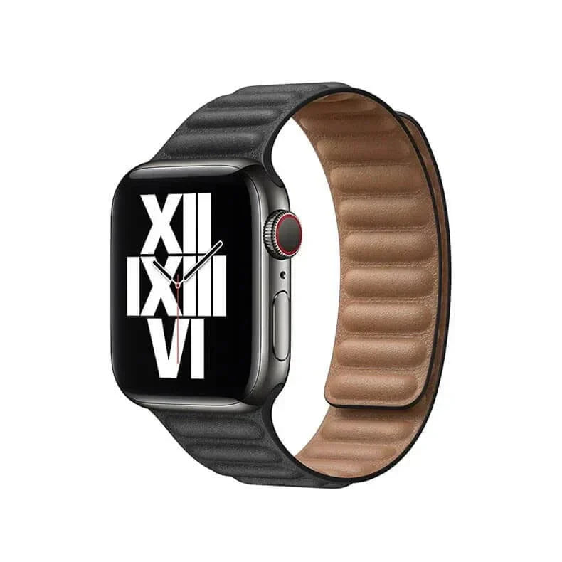 Leather Texture Magnetic Link Strap for Apple Watch 38 | 40 | 41 | 42mm S10 38 | 40 | 41 | 42mm S10 Black Straps & Bands