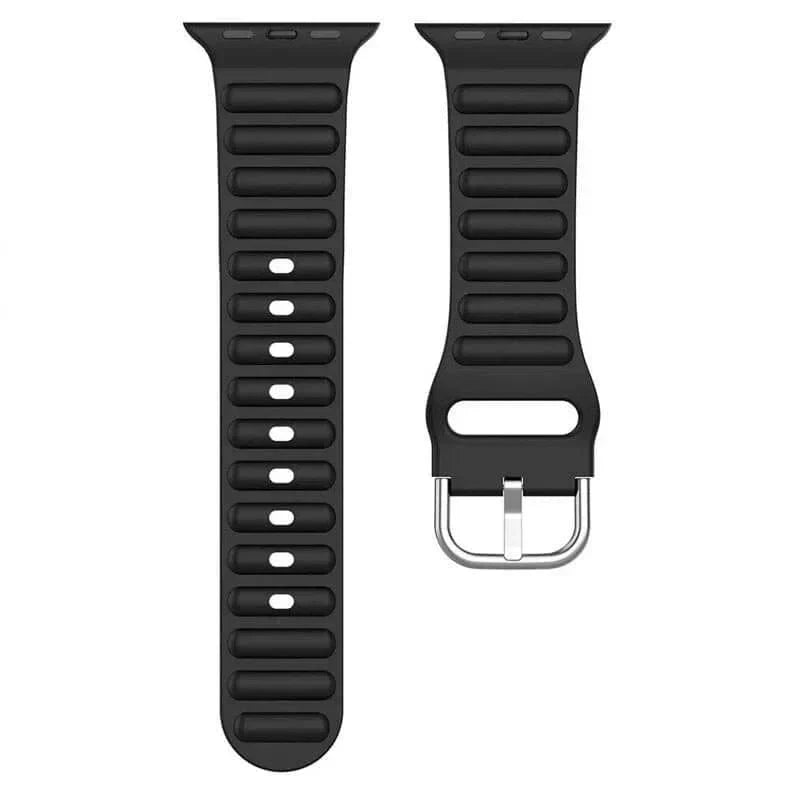 Ocean Ripple Silicone Soft Band for Apple Watch 42 | 44 | 45 | Ultra 49 | 46mm S10 42 | 44 | 45 | Ultra 49 | 46mm S10 black Straps & Bands