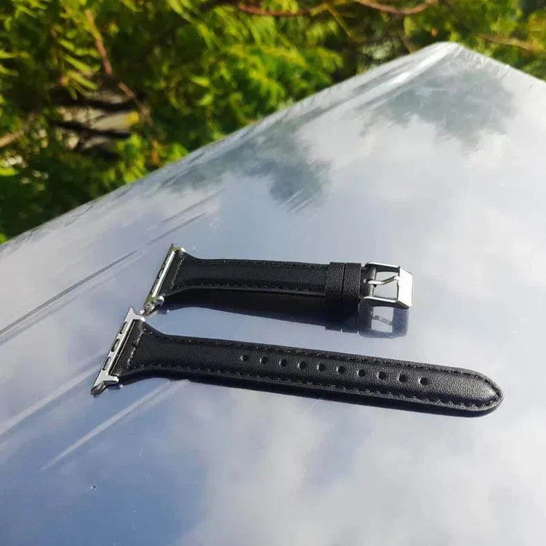 Slim Classic Leather Texture Band for Apple Watch 42 | 44 | 45 | Ultra 49 | 46mm S10 42 | 44 | 45 | Ultra 49 | 46mm S10 Black Straps & Bands