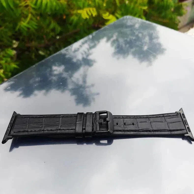 Crocodile Leather Texture Silicone Band for Apple Watch 42 | 44 | 45 | Ultra 49 | 46mm S10 42 | 44 | 45 | Ultra 49 | 46mm S10 black Straps & Bands