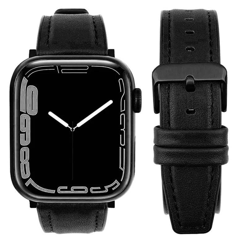 Leather Texture Silicone Band for Apple Watch 38 | 40 | 41 | 42mm S10 38 | 40 | 41 | 42mm S10 Black Straps & Bands