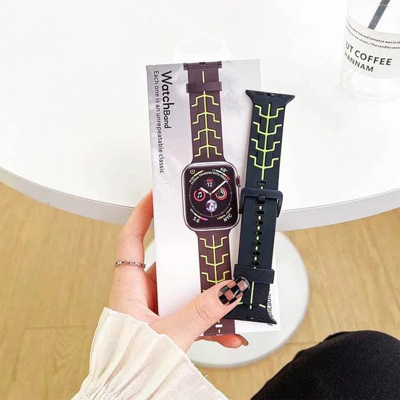 Tron Silicone Sport Band for Apple Watch 42 | 44 | 45 | Ultra 49 | 46mm S10 42 | 44 | 45 | Ultra 49 | 46mm S10 black-neon-green Straps & Bands