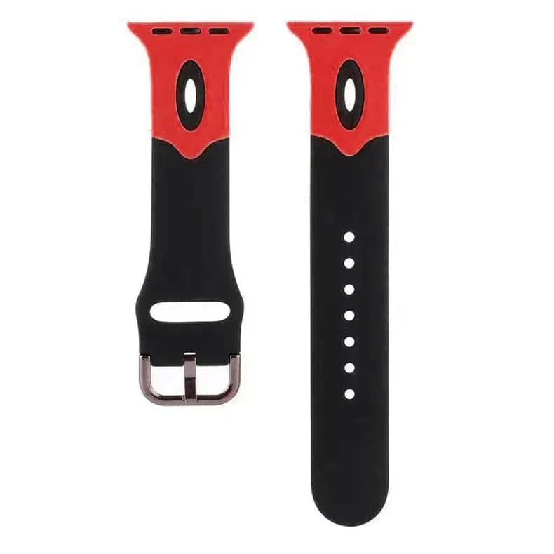 Dual Color Silicone Sport Band for Apple Watch 38 | 40 | 41 | 42mm S10 38 | 40 | 41 | 42mm S10 black-red Straps & Bands