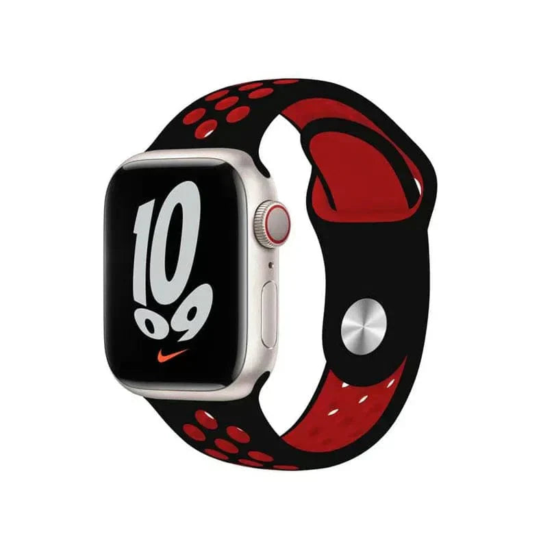 Nike Silicone Band for Apple Watch 38 | 40 | 41 | 42mm S10 38 | 40 | 41 | 42mm S10 Black Red Straps & Bands