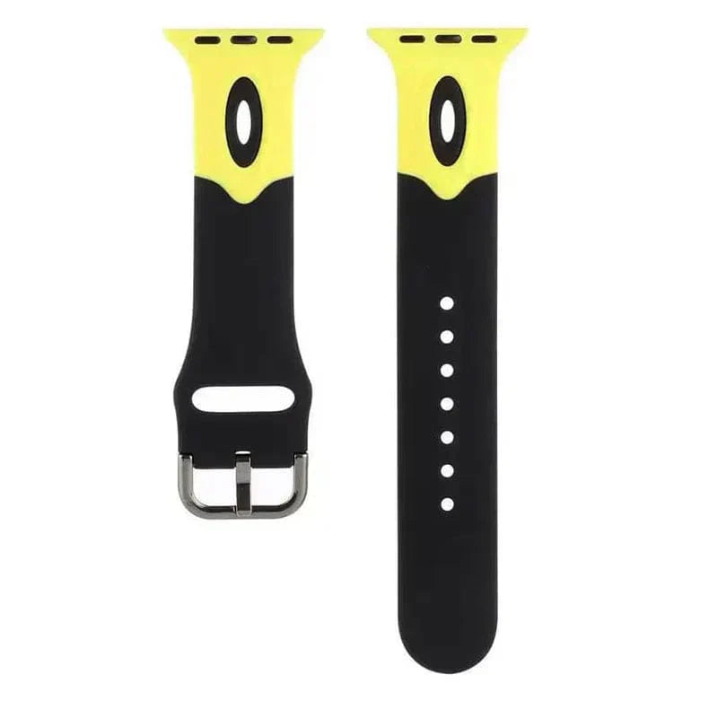 Dual Color Silicone Sport Band for Apple Watch 38 | 40 | 41 | 42mm S10 38 | 40 | 41 | 42mm S10 black-yellow Straps & Bands