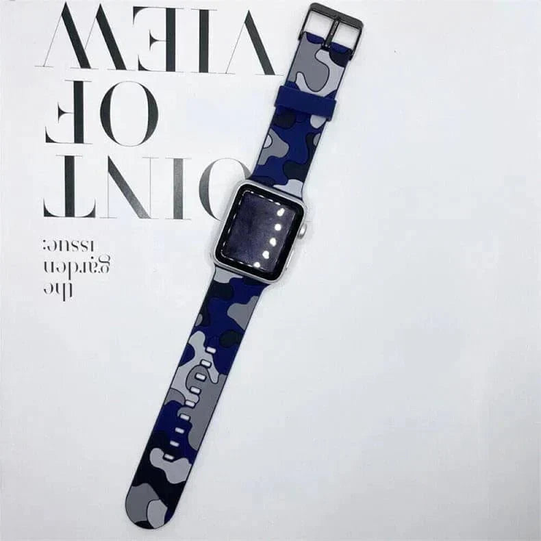 Camo Soft Silicone Band for Apple Watch 42 | 44 | 45 | Ultra 49 | 46mm S10 42 | 44 | 45 | Ultra 49 | 46mm S10 blue-grey Straps & Bands