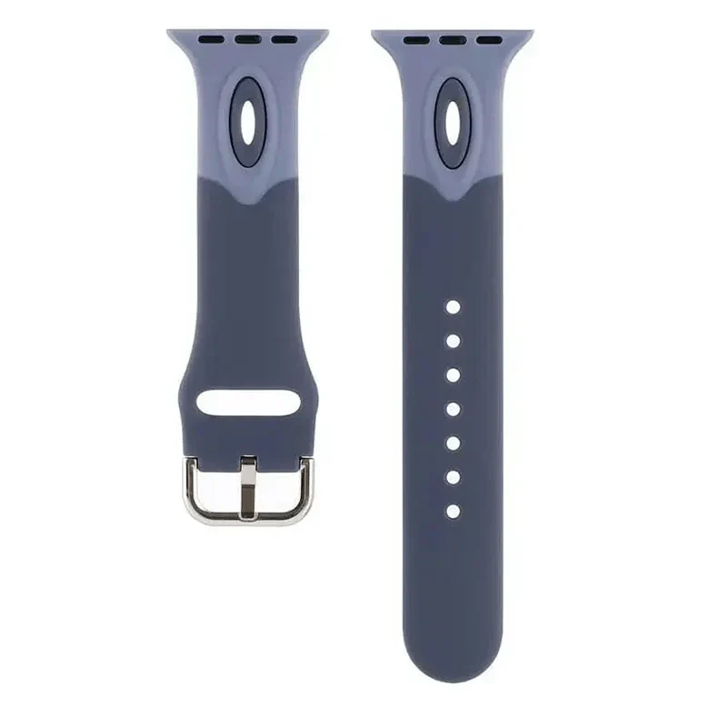 Dual Color Silicone Sport Band for Apple Watch 42 | 44 | 45 | Ultra 49 | 46mm S10 42 | 44 | 45 | Ultra 49 | 46mm S10 bluish-grey Straps & Bands