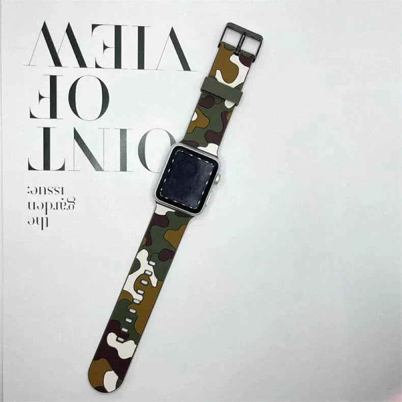 Camo Soft Silicone Band for Apple Watch 42 | 44 | 45 | Ultra 49 | 46mm S10 42 | 44 | 45 | Ultra 49 | 46mm S10 brown-green Straps & Bands