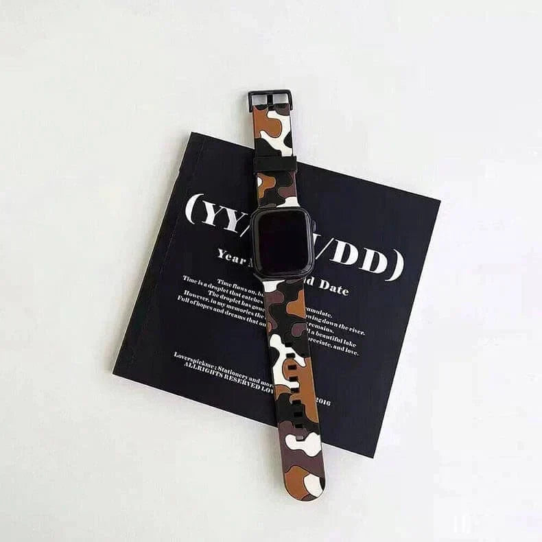 Camo Soft Silicone Band for Apple Watch 42 | 44 | 45 | Ultra 49 | 46mm S10 42 | 44 | 45 | Ultra 49 | 46mm S10 brown Straps & Bands