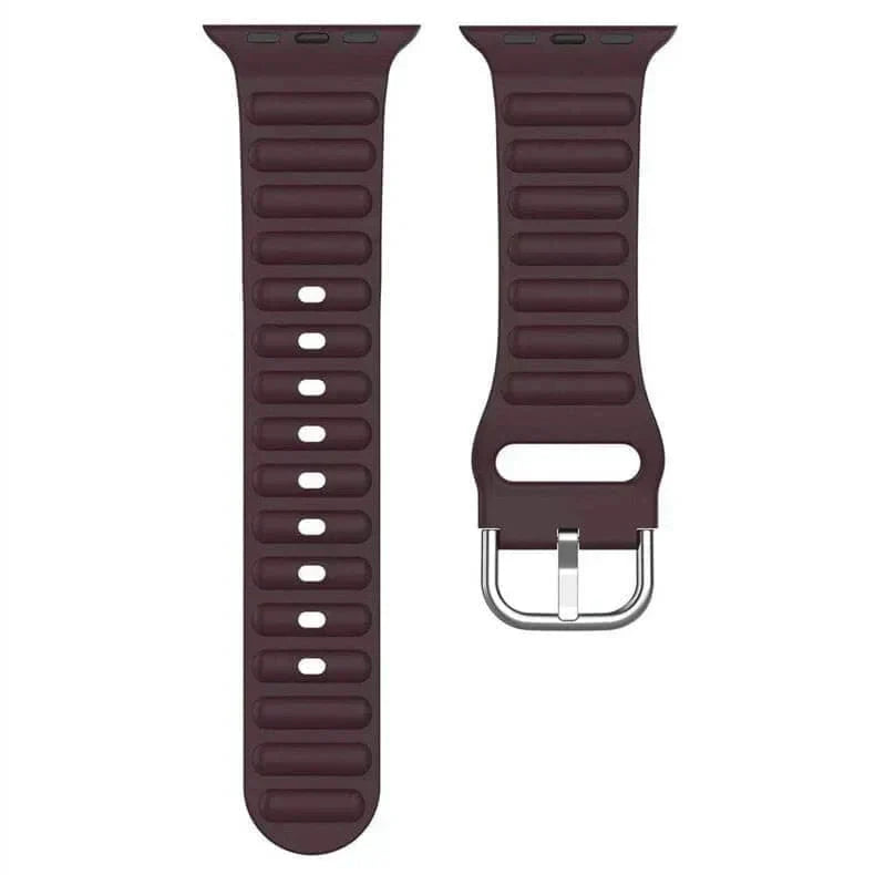 Ocean Ripple Silicone Soft Band for Apple Watch 42 | 44 | 45 | Ultra 49 | 46mm S10 42 | 44 | 45 | Ultra 49 | 46mm S10 coffee-brown Straps & Bands