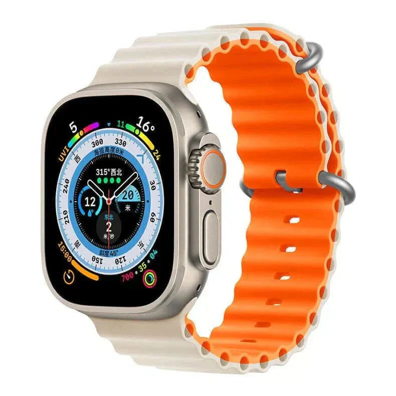 Dual Color Ocean Silicone Band for Apple Watch 42 | 44 | 45 | Ultra 49 | 46mm S10 42 | 44 | 45 | Ultra 49 | 46mm S10 Cream Orange Straps & Bands