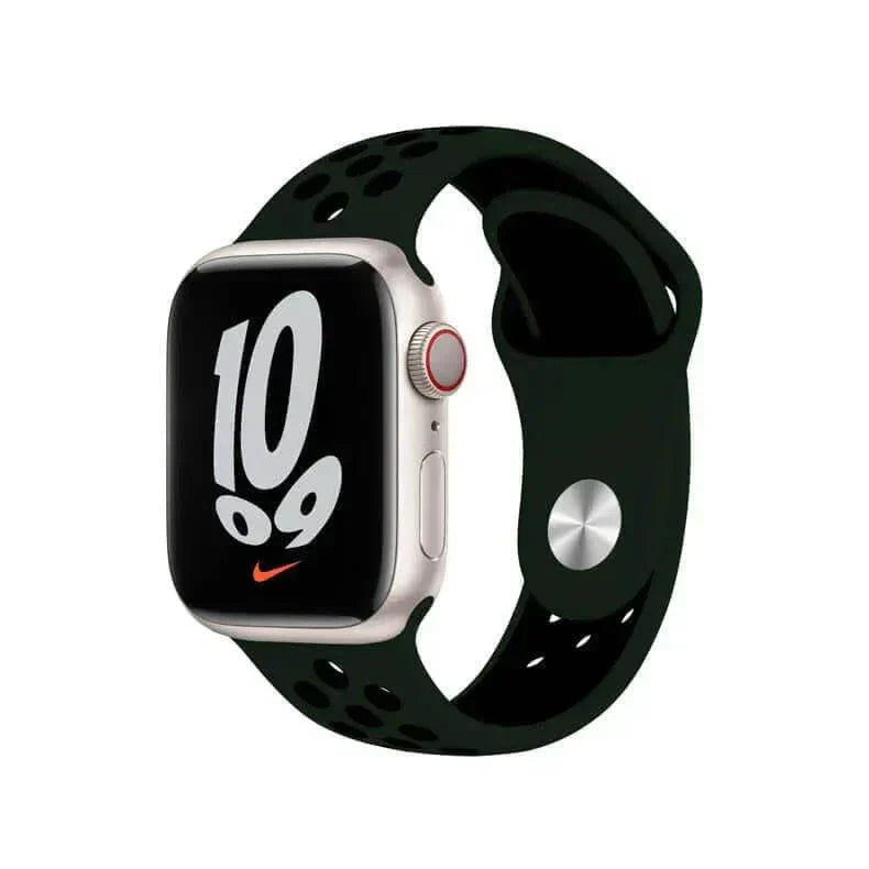 Nike Silicone Band for Apple Watch 38 | 40 | 41 | 42mm S10 38 | 40 | 41 | 42mm S10 Dark Green Black Straps & Bands