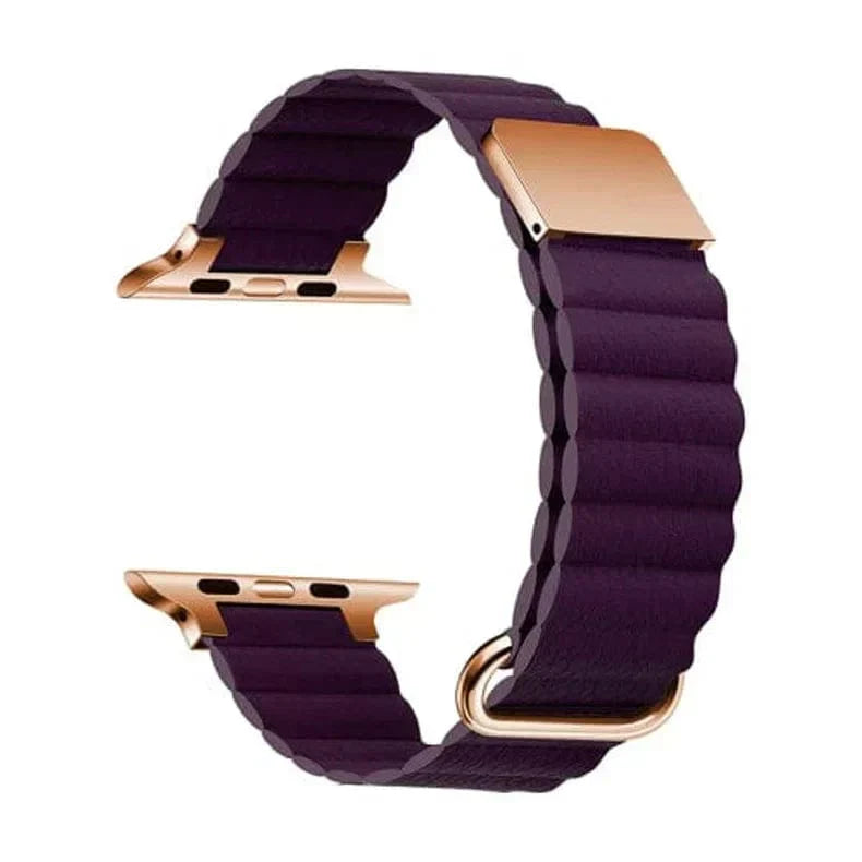 Magnetic Leather Texture Band for Apple Watch 42 | 44 | 45 | Ultra 49 | 46mm S10 42 | 44 | 45 | Ultra 49 | 46mm S10 Deep Purple Straps & Bands