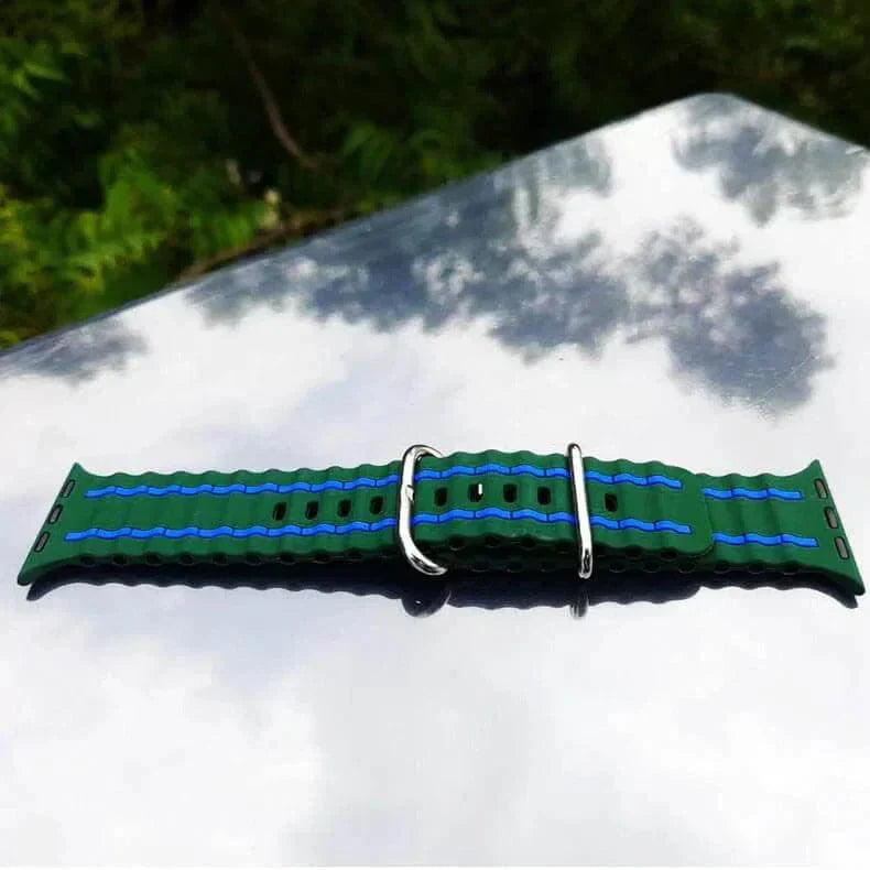 Ocean Silicone Sport Soft Band for Apple Watch 42 | 44 | 45 | Ultra 49 | 46mm S10 42 | 44 | 45 | Ultra 49 | 46mm S10 Green Straps & Bands