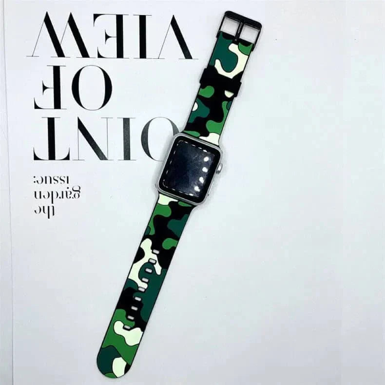 Camo Soft Silicone Band for Apple Watch 42 | 44 | 45 | Ultra 49 | 46mm S10 42 | 44 | 45 | Ultra 49 | 46mm S10 green Straps & Bands