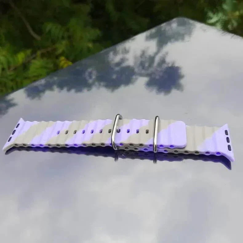 Dual Shade Ocean Silicone Soft Band for Apple Watch 42 | 44 | 45 | Ultra 49 | 46mm S10 42 | 44 | 45 | Ultra 49 | 46mm S10 Lavender Grey Straps & Bands