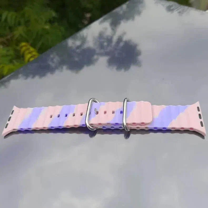 Dual Shade Ocean Silicone Soft Band for Apple Watch 42 | 44 | 45 | Ultra 49 | 46mm S10 42 | 44 | 45 | Ultra 49 | 46mm S10 Lavender Peach Straps & Bands