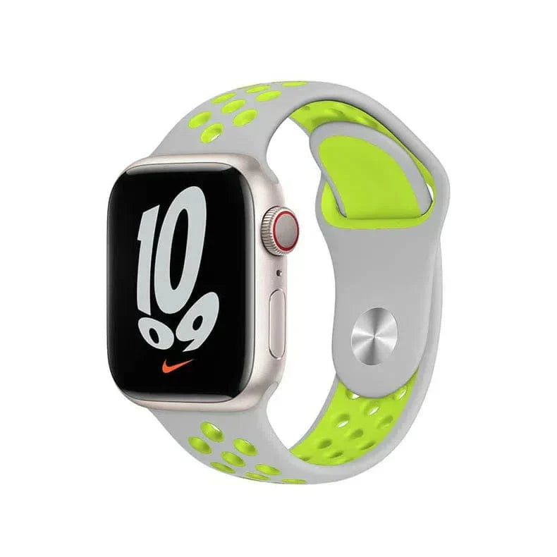 Nike Silicone Band for Apple Watch 38 | 40 | 41 | 42mm S10 38 | 40 | 41 | 42mm S10 Light Grey Neon Straps & Bands