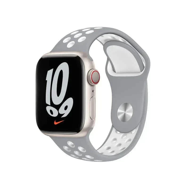Nike Silicone Band for Apple Watch 38 | 40 | 41 | 42mm S10 38 | 40 | 41 | 42mm S10 Light Grey White Straps & Bands