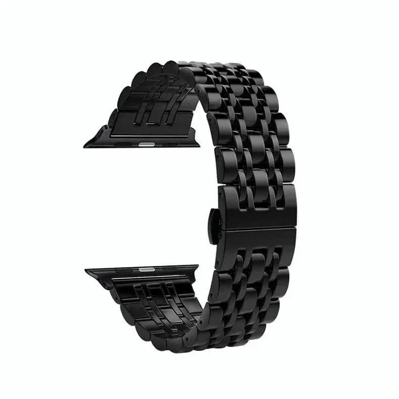 Dual Link Stainless Steel Metal Bracelet Chain for Apple Watch 42 | 44 | 45 | Ultra 49 | 46mm S10 42 | 44 | 45 | Ultra 49 | 46mm S10 matte-black Straps & Bands