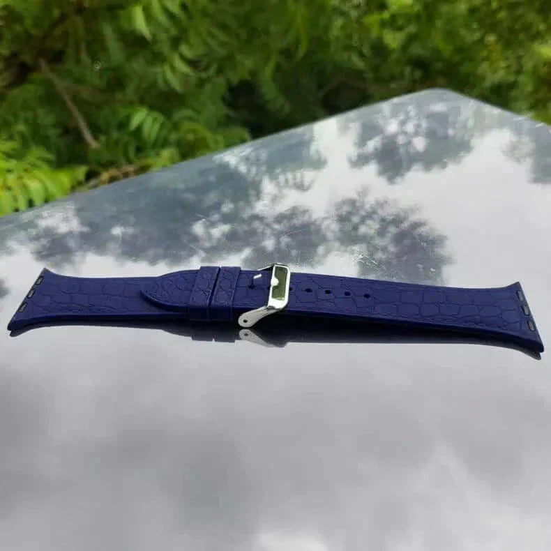 Crocodile Texture Silicone Soft Band for Apple Watch 38 | 40 | 41 | 42mm S10 38 | 40 | 41 | 42mm S10 midnight-blue Straps & Bands