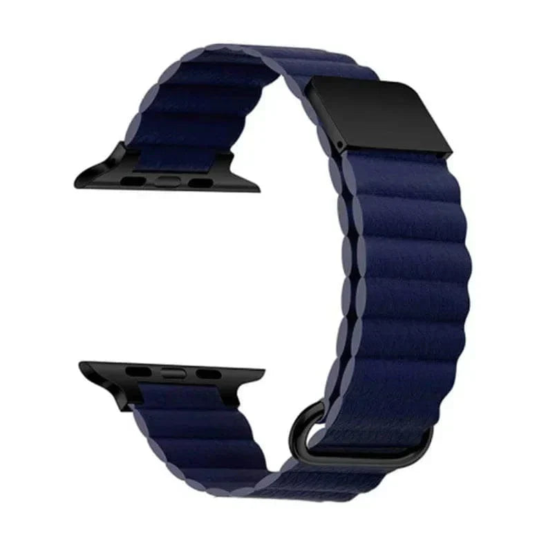 Magnetic Leather Texture Band for Apple Watch 42 | 44 | 45 | Ultra 49 | 46mm S10 42 | 44 | 45 | Ultra 49 | 46mm S10 Midnight Blue Straps & Bands