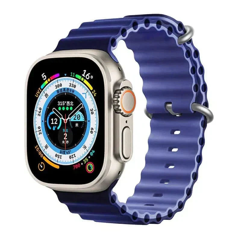 Dual Color Ocean Silicone Band for Apple Watch 42 | 44 | 45 | Ultra 49 | 46mm S10 42 | 44 | 45 | Ultra 49 | 46mm S10 Midnight Blue Steel Blue Straps & Bands