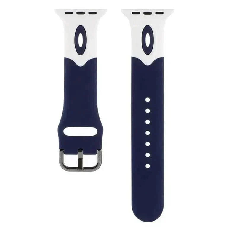 Dual Color Silicone Sport Band for Apple Watch 38 | 40 | 41 | 42mm S10 38 | 40 | 41 | 42mm S10 midnight-blue-white Straps & Bands