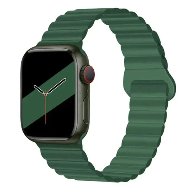Silicone Magnetic Band for Apple Watch 42 | 44 | 45 | Ultra 49 | 46mm S10 42 | 44 | 45 | Ultra 49 | 46mm S10 Midnight Green Straps & Bands