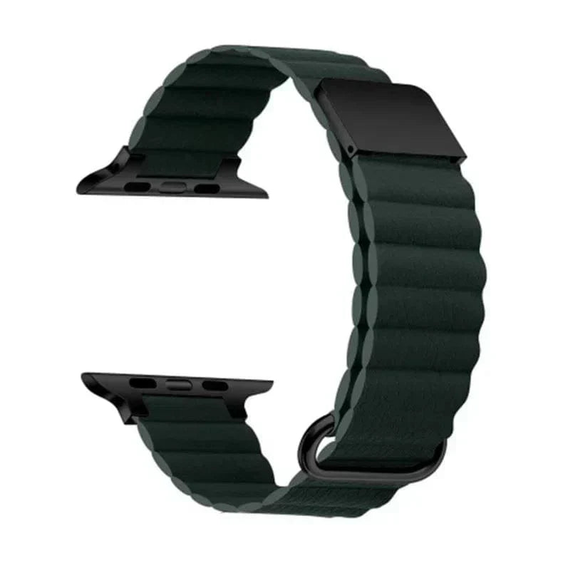 Magnetic Leather Texture Band for Apple Watch 42 | 44 | 45 | Ultra 49 | 46mm S10 42 | 44 | 45 | Ultra 49 | 46mm S10 Midnight Green Straps & Bands