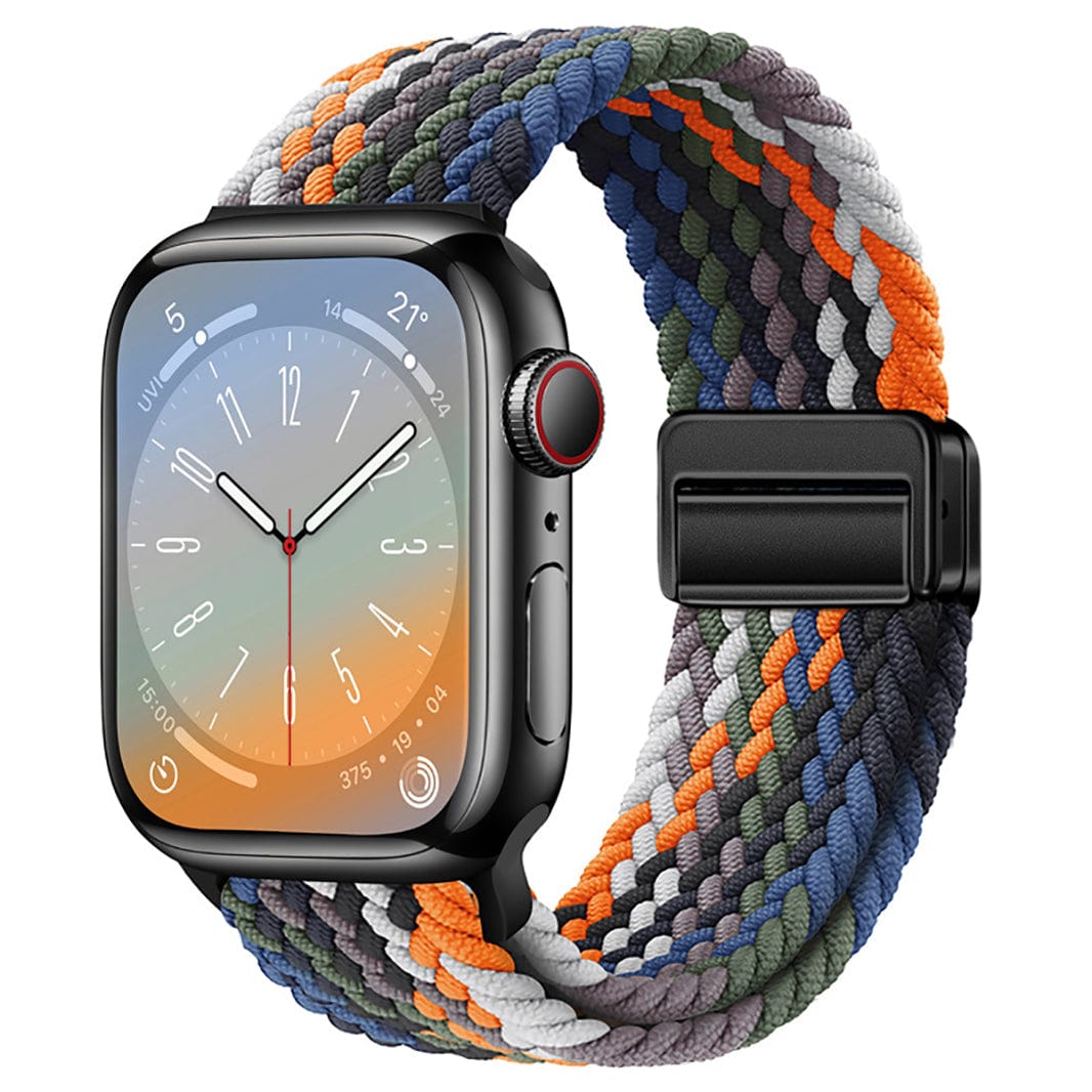 Braided Adjuctable Magnetic Buckle Band for Apple Watch 42 | 44 | 45 | Ultra 49 | 46mm S10 42 | 44 | 45 | Ultra 49 | 46mm S10 Orange Multicolor Multicolor Straps & Bands