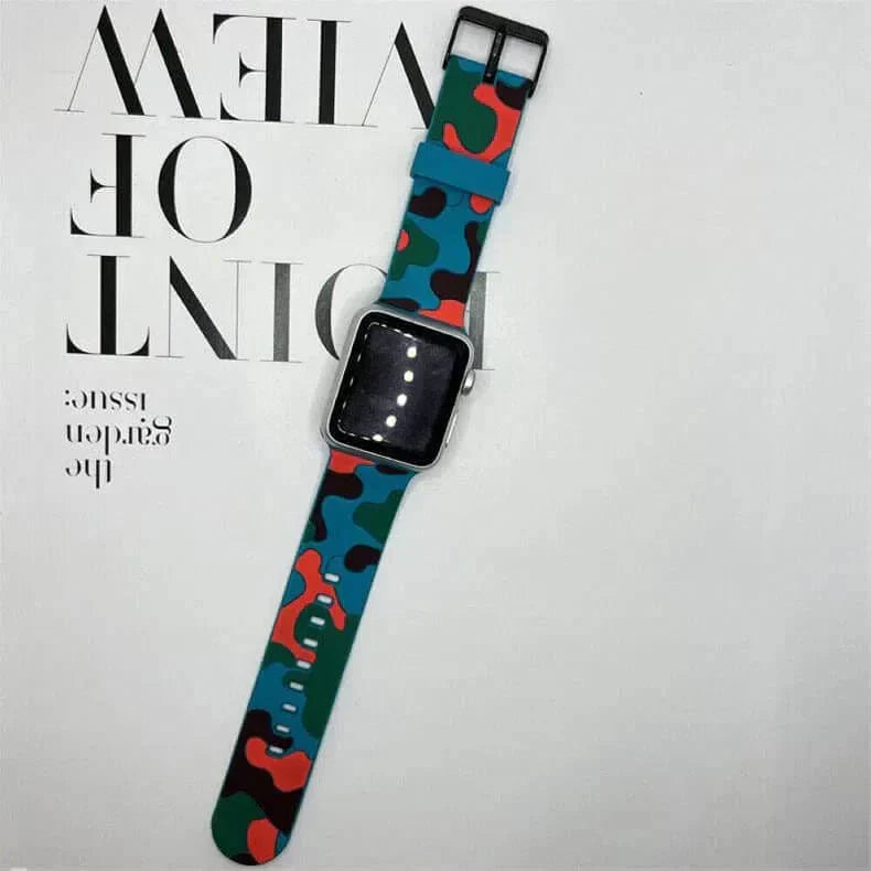 Camo Soft Silicone Band for Apple Watch 42 | 44 | 45 | Ultra 49 | 46mm S10 42 | 44 | 45 | Ultra 49 | 46mm S10 ocean-green Straps & Bands