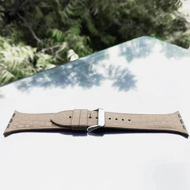 Crocodile Texture Silicone Soft Band for Apple Watch 38 | 40 | 41 | 42mm S10 38 | 40 | 41 | 42mm S10 off-white Straps & Bands