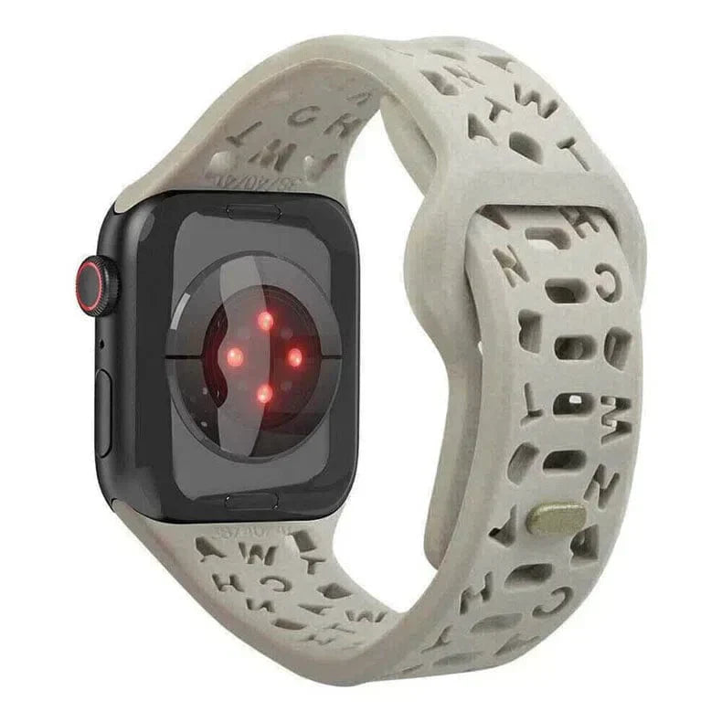 Soft Silicone Alphabetic Band for Apple Watch 38 | 40 | 41 | 42mm S10 38 | 40 | 41 | 42mm S10 Off White Straps & Bands