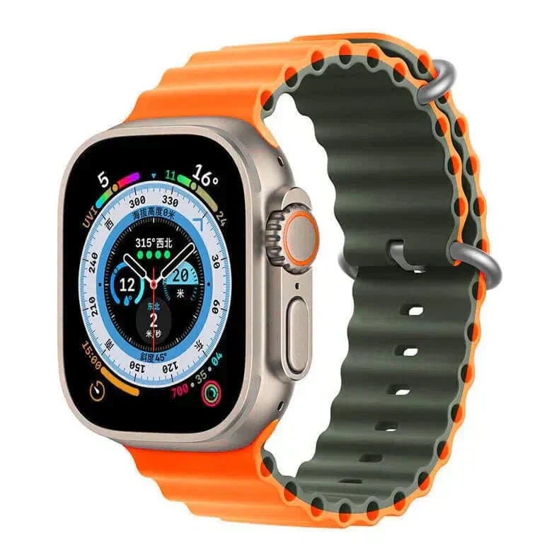 Dual Color Ocean Silicone Band for Apple Watch 42 | 44 | 45 | Ultra 49 | 46mm S10 42 | 44 | 45 | Ultra 49 | 46mm S10 Orange Khaki Straps & Bands