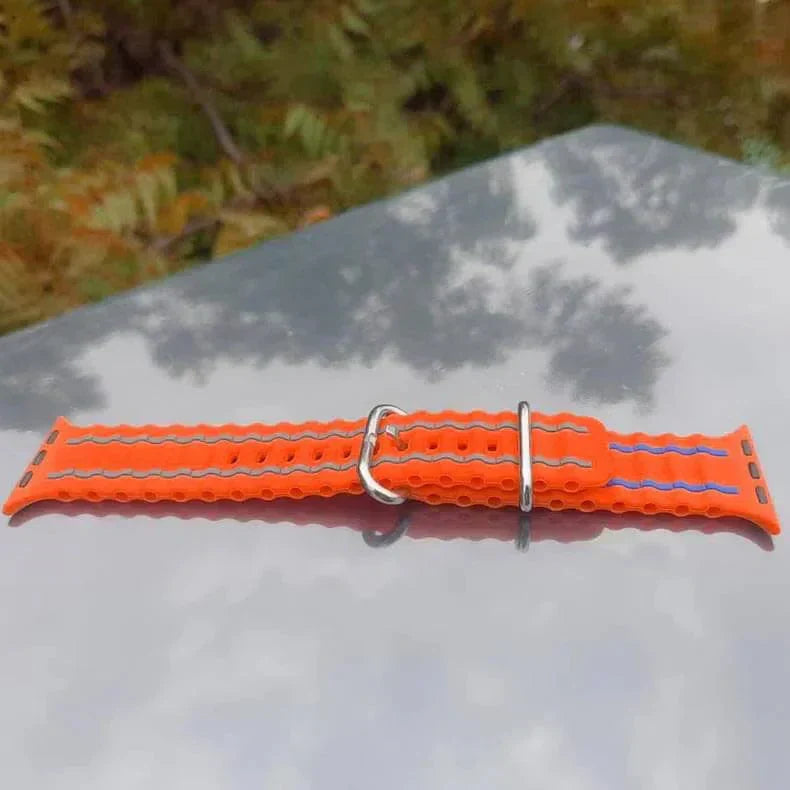 Ocean Silicone Sport Soft Band for Apple Watch 42 | 44 | 45 | Ultra 49 | 46mm S10 42 | 44 | 45 | Ultra 49 | 46mm S10 Orange Straps & Bands