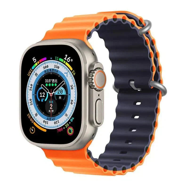 Dual Color Ocean Silicone Band for Apple Watch 42 | 44 | 45 | Ultra 49 | 46mm S10 42 | 44 | 45 | Ultra 49 | 46mm S10 Orange Midnight Blue Straps & Bands