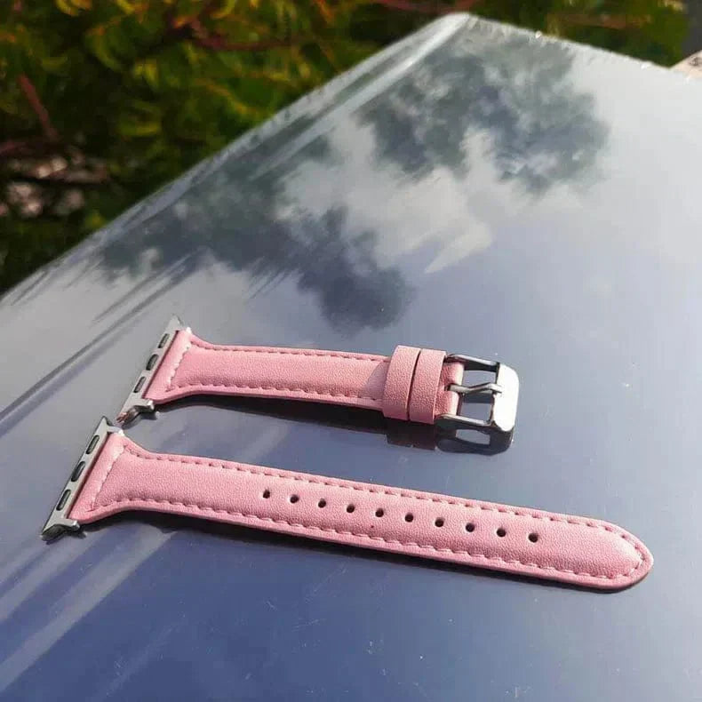Slim Classic Leather Texture Band for Apple Watch 38 | 40 | 41 | 42mm S10 38 | 40 | 41 | 42mm S10 Pink Straps & Bands