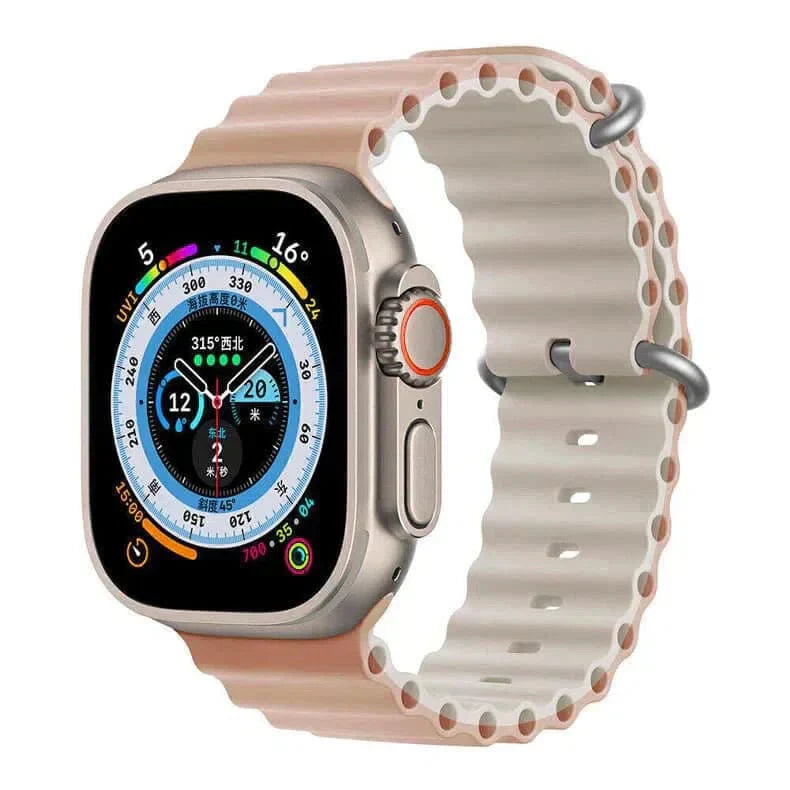 Dual Color Ocean Silicone Band for Apple Watch 42 | 44 | 45 | Ultra 49 | 46mm S10 42 | 44 | 45 | Ultra 49 | 46mm S10 Pink Sand Cream Straps & Bands