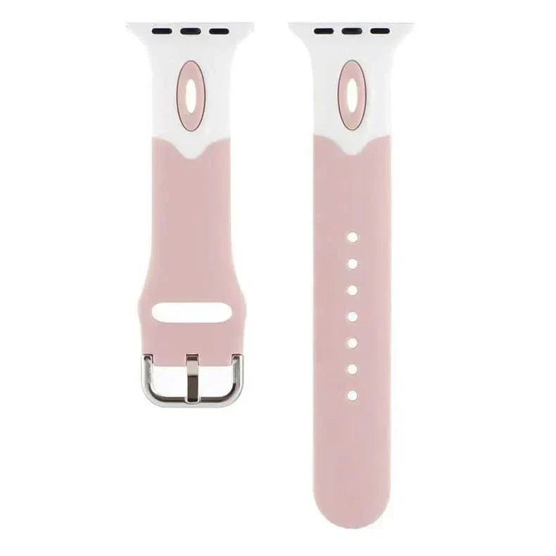 Dual Color Silicone Sport Band for Apple Watch 38 | 40 | 41 | 42mm S10 38 | 40 | 41 | 42mm S10 pink-white Straps & Bands